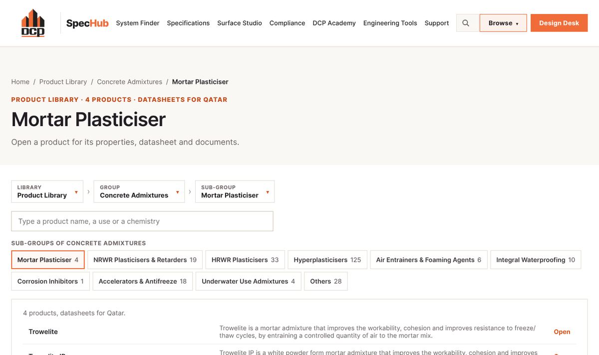 The product library, system library and search screen